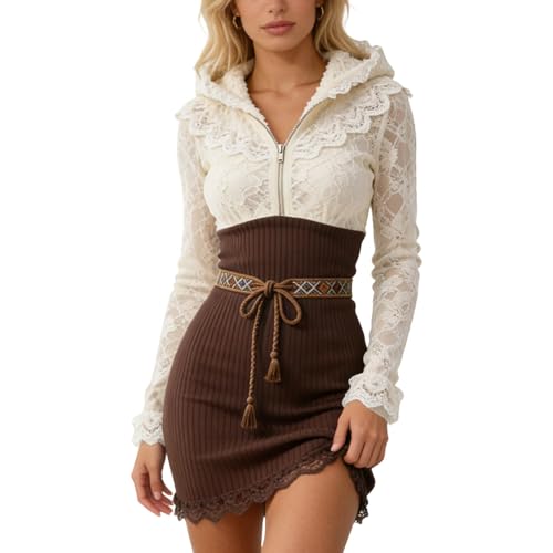 Robe slim en dentelle à rayures verticales pour le bureau