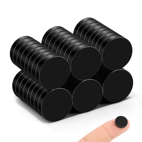 Image of TRYMAG 50Pcs Black 8x2mm Neodymium Round Magnets, Tiny Strong Small Circle Rare Earth Magnets for Refrigerator