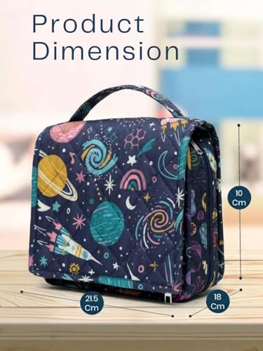 Image of Foldable Travel Kit | Multipurpose All-in-One Compact, Durable, Lightweight, Waterproof, Bag | Travel Friendly Pouch Ideal for Diaper, Medicines, Accessory & Toiletry (OuterSpace Print)