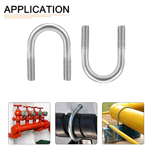 Image of DTGN 1-1 /8 inchx2.13 inch(DXL) Round U-Bolts - 5Pack - Good for Construction Industry - 304 Stainless Steel Round Bend U Bolt - Silver