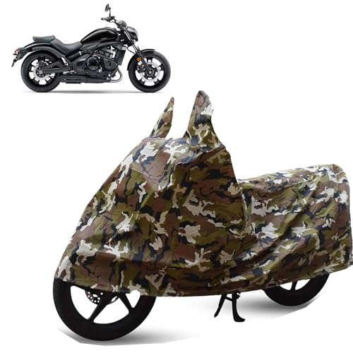 Image of Sulfar Bike Cover for Kawasaki Vulcan S (Cruiser) | Waterproof, Dustproof & UV Protected | All Weather Two Wheeler Cover (Army Green) New 2026 Variants