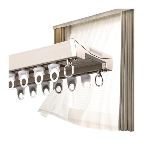Pesadas Riel Cortinas Doble - Juego De Rieles De Cortina De Aleación De Aluminio - Barra De Cortina Divisoria - Montaje En Techo, Para Cortinas(Champagne,140cm/4.6ft)