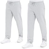 ROSS CAMP Jogginghose Herren – Sporthose Herren Lang Baumwolle, Freizeithose Trainingshose, Sport Hosen Männer, Sweatpants Jogger, Laufhose Baumwoll Breite Modern (Grau, 2erPack, L)