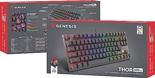 Genesis Thor 303 TKL US clavier mécanique rétro-éclairé RVB avec interrupteur rouge - 5