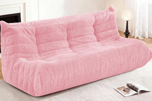 Image of Bean Bag 3-Seater Chair Big Sofa Beanbag Chair for Adults Fireside Chair Bean Bag Lounger with Memory Foam Filled for Home,Apartment or Gaming Venue（Pink Teddy）