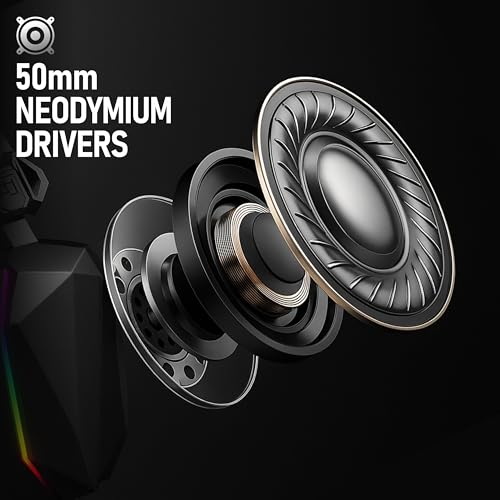 Image of TAG Gamerz Titan RGB Black Over-Ear Gaming Wired Headphone | Soft Ear Cups | 50mm Neodymium Driver | 3.5mm Audio | 2m Cable | Flexible Mic for Calling | Suspension Headband | 3.5mm + USB Connector