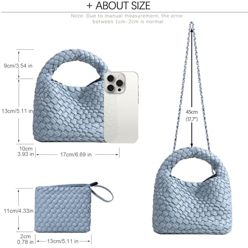 Image of JINMANXUE Fashion Mini Handbag For Women, Woven Tote Bucket Composite Bag Knitting Chain Bags, Crossbody Shoulder Purses