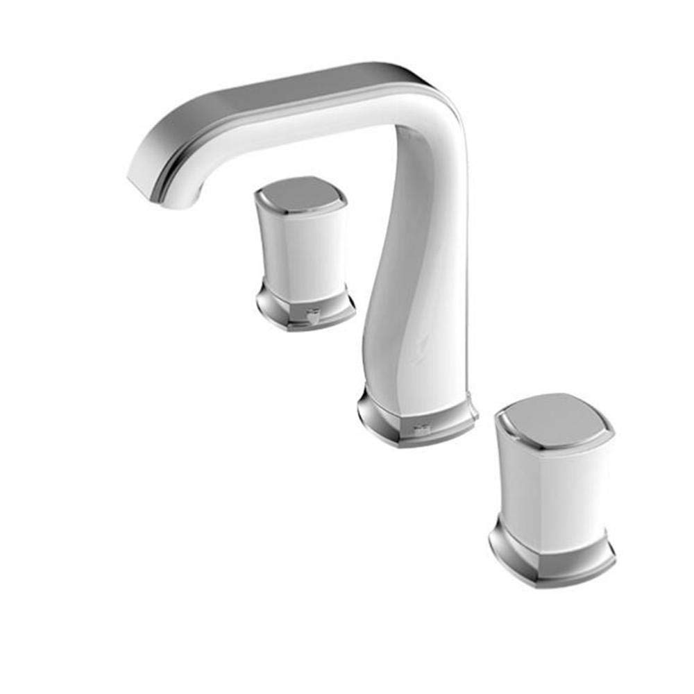 VDOQTLJT 3 Hole Basin Mixer Tap Brass Hot and Cold Split Type White and Chrome Combination Bathroom Sink Faucet