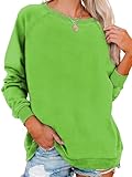 Pifnxtamy Oversized Sweatshirt for Women Crewneck Pullovers Long Sleeve Sweaters Lightweight Tops Comfy Fall Outfits Fluorescent Green