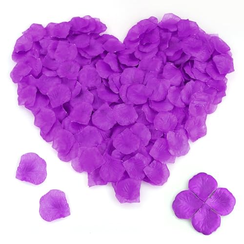 HXMJIED Lot de 1000 pétales de rose artificiels en soie – Violet pour chambre à coucher, émulation sans goût