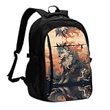WZYCWB Sleeping Puppies Printed laptop backpack, business men's commuter backpack, computer bag with USB port charging, Sitting Tengu, One Size