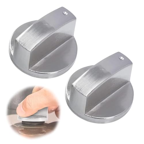 YIPFEN Lot de 2 boutons de commande pour gazinière et four en alliage de zinc - Interrupteurs universels en métal pour four (6 mm) (Argenté)