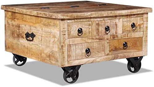 vidaXL Mango Rugoso Mesilla de Centro 70x70x40 cm Mueble Auxiliar Mesita Café