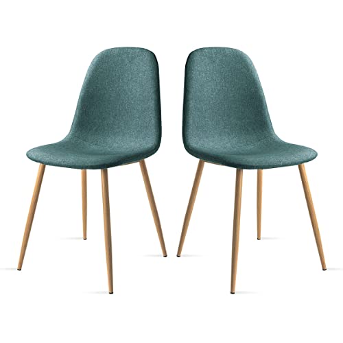 Mc Haus Elva Verde Turquesa x2 - Pack de 2 sillas de Comedor, diseño nórdico con Asiento Acolchado y Respaldo ergonómico