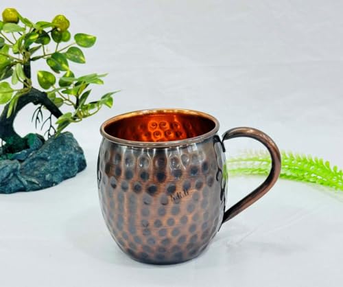 Nautical Replica Hub Moscow Mule Pure Copper Mug Cups for Drinking Gifts for Him Her | 14Oz Honeycomb Black Matte Genuine Copper Mugs for Moscow Mules Real Solid Tankard Cup |