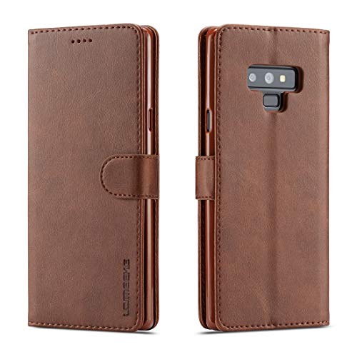 tanxinxing For Samsung Galaxy Note 9 Textura de la Pantorrilla Funda de Cuero Horizontal Flip con Titular y tragamonedas de Tarjetas (Color : Brown) Cover