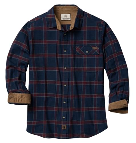 Legendary Whitetails Men's Flannel Shirt Long Sleeve Button Down 100% Cotton, American Treasure Plaid