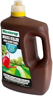 Maxicrop 86600259 Moss Killer & Lawn Tonic, 2.5L - Fast Acting 2-in-1 Moss Killer and Lawn Re-Growth Tonic - with Natural Seaweed Extract - Improves Lawn Health and Strong Rooting - Garden Care