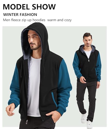 Image of GEEK LIGHTING Men's Fleece-Lined Zip Up Hoodie, Thick Hooded Jacket Winter Warm Athletic Sweatshirt