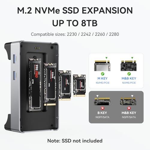 Image of Mac mini M4 Dock, 40Gbps Docking Station Stand with 8TB M.2 NVMe SSD Enclosure, Dual HDMI 4K@60Hz, 4xUSB-A (10Gbps), 2xUSB-A 2.0, PD30W, Wi-Fi Friendly Design, USB Hub for Mac mini M4&M4 Pro