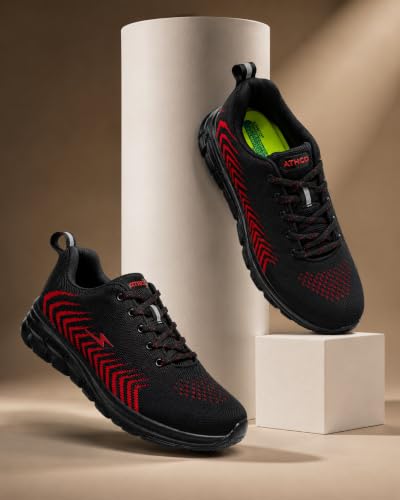 Image of Mens Running Shoes for Man Comfortable Men's Sports Shoes with Memory Foam Cushioned Insole Sports Shoes for Men Running Walking Lightweight Gym Shoe for Men Comfortable Stylish & Casual Walking ATHCO Shoe for Man Anti Slip Gym Footwear
