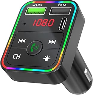 KING Car FM Transmitter, Wireless Bluetooth 5.0 MP3 Player Radio Adapter Car Kit, PD3.0 Type C 20W+QC3.0 Car Fast Charger, Hands Free Calling, Bass Lossless Hi-Fi Sound Support U Disk
