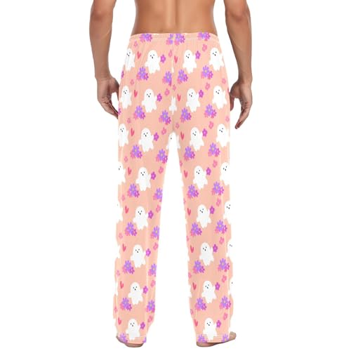 Spirit Flower Print Men's Cotton Pajama Pants with Pockets and Drawstring Comfortable and Stylish,S3