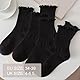 SKHAOVS 8 Paar Schwarz RüSchen Socken, Socken Mit RüSchen Damen, Rüschensocken, Söckchen Cute Socks, Stricksocken, RüSchen Knöchelsocken