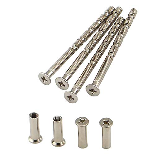  YANGMAN-C Vite M4 Placcata in Nichel Lunghezza Regolabile Bullone di Collegamento Manicotto di Fissaggio Maschio A Femmina per Maniglia della Porta Rosette per Cassetti, 4 PCS