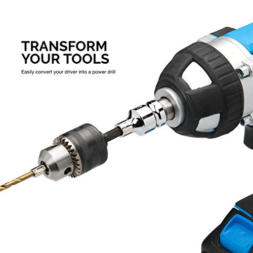 Neiko 20754A 3/8” Drill Chuck with 1/4” Quick Change Hex Shank | Convert Impact Driver and Wrench to Drill