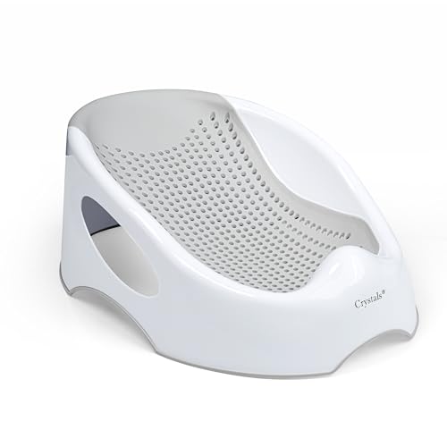 Crystals Baby Bath Support Seat Soft Touch Non-Slip Newborn Bath Tub Insert Ergonomic Design for Safe & Comfortable Bathing Lightweight & Easy to Clean Suitable from Birth to 6 Months Grey
