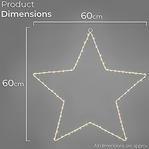 CHRISTOW Christmas Star Window Light, Battery Operated with Timer, 60cm Warm White Micro LED Star Decoration, Indoor Mantelpiece Door Wall Light