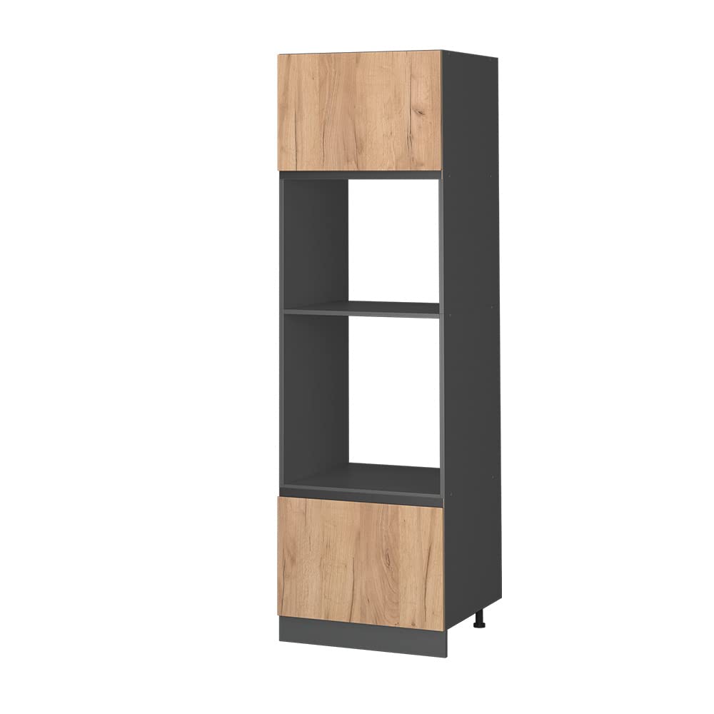 Vicco Mobile cucina microonde R-Line, Rovere dorato, 60 cm Forma a J, per la libera combinazione all'interno di sistemi cucina modulari