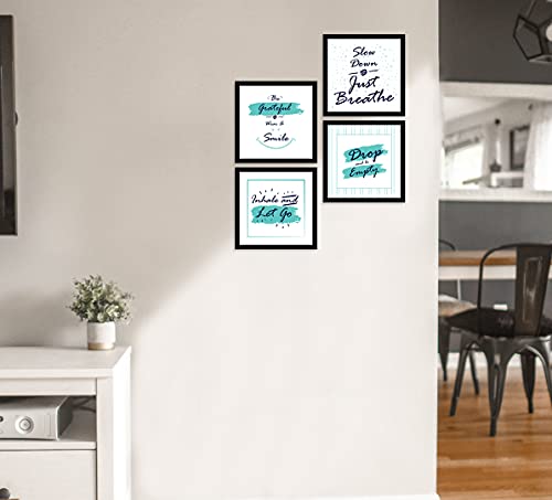 Image of ArtX Paper Inspirational Smile Quote Wall Art Painting, Framed Paintings For Home Office Decor 20 X 20 inches, 10.0 X 10.0 each, Multicolor Posters With Frame, Set of 4