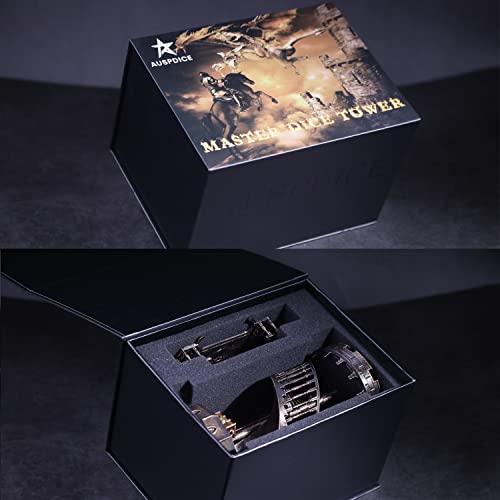 AUSPDICE-Dice-Rolling-Tower-and-Tray-Retro-Castle-Mold-Color-for-Tabletop-Games-DD-and-RPG-Games-Bronze-Color