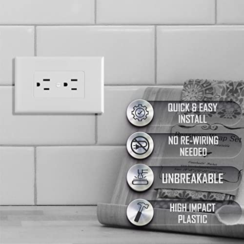 Taymac 2600W Masque Revive Polycarbonate White 1-Gang Cover, Replaces Old and Discolored Wall Plate for Electrical Outlet, Decor and Home Improvement Essentials - Image 6