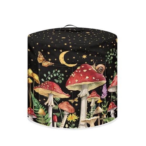 Image of 3-Quart Air Fryer Cover - Mushroom Butterfly Design | Portable Washable Dust Protector with Handle and Storage Pocket Lightweight | Fits Instant Pot, Crock Pot