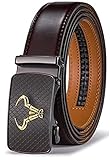 Contacts Men's Genuine Leather Auto Lock Buckle Belt | Leather Belt for Men (Free Size, Brown)