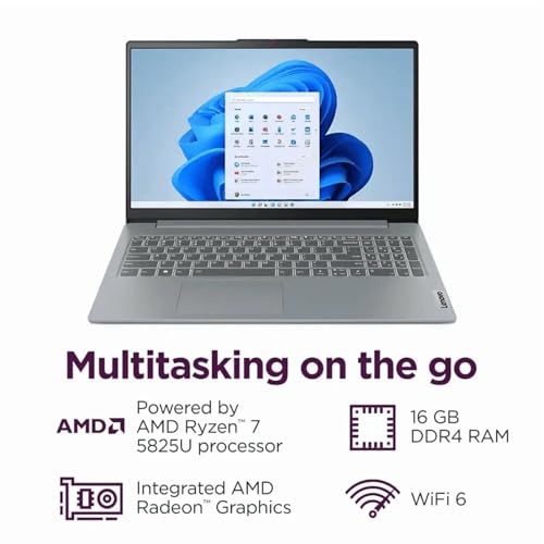 Image of Lenovo Slim Touchscreen Laptop (15.6 inch FHD, AMD Ryzen 7 5825U (> Intel i7-1255U) 16GB RAM, 512GB SSD), IdeaPad 3 for Business, Home, School, 10-Hr Long Battery Life, Wi-Fi 6, Win 11 Home, Arctic Grey