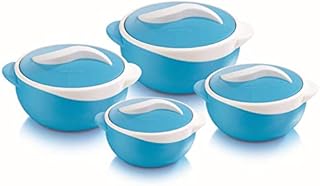 Pinnacle Parisa 4pc Round Heat Insulated Food Storage Hot Pot Casserole Set, White/Purple, 44 x 23.2 x 14.7 cm