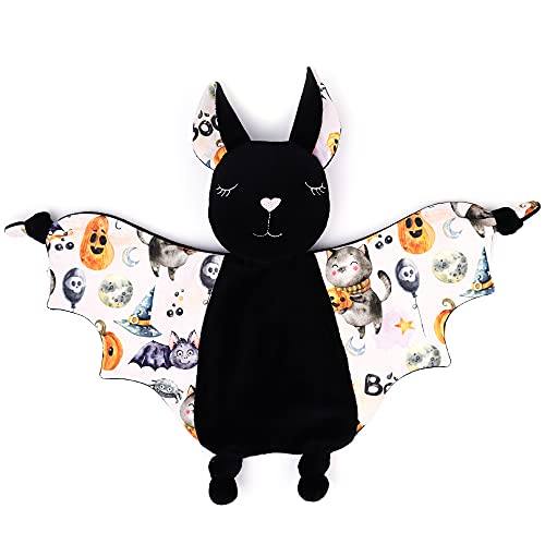 Image of Halloween Baby Plush Bat Security Blanket Lovey Plush First Baby Halloween Baby Shower Gift Gothic (Halloween)