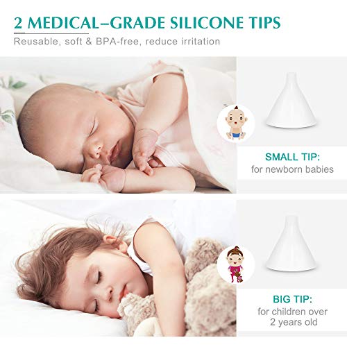 Baby Nasal Aspirator, Electric Nose Sucker for Baby Snot Sucker, Nose Suction for Infants, Booger Sucker Nose Cleaner for Toddler Kids with 2 Tips and 3 Suctions