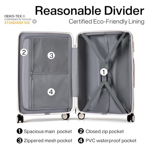 Image of Hanke 20 Inch Carry On Luggage 22x14x9 Airline Approved Lightweight PC Hard Shell Suitcases with Wheels Tsa Luggage Rolling Suitcase Travel Luggage Bag for Weekender(Olive Green)
