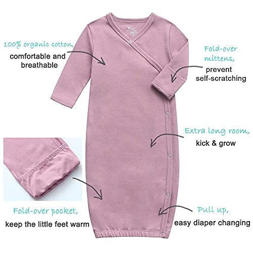 Image of O2 BABY 100% Organic Cotton Kimono Gown with Mittens & Fold-Over Pouch