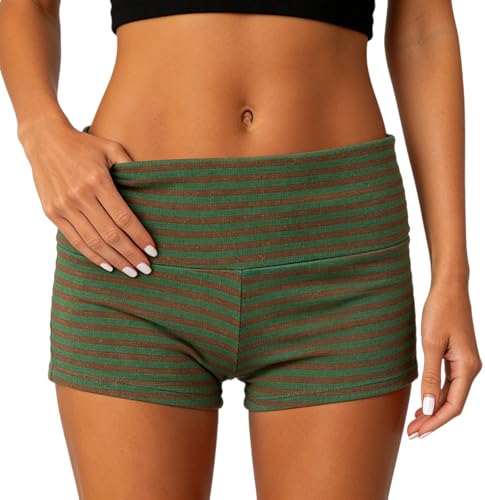Image of Women Low Waist Lounge Shorts Fold Over Skinny Pajamas Shorts Summer Casual Pj Bottom Sleep Shorts