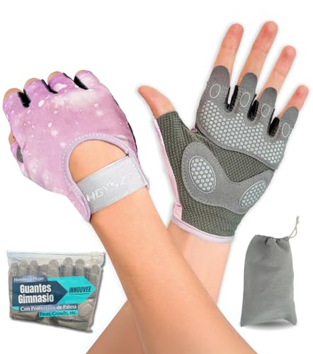 INNOOVEE Guantes Gimnasio Mujer y Hombre, Guantes Gym para Levantamiento de Pesas, Guantes Ciclismo Hombre con Protección de Palma para Fitness y Entrenamiento de Crossfit Musculación (Rosa, Small)
