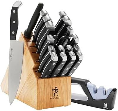 Henckels Statement 20 pc Knife Set with Knife Sharpener, German Engineered | Informed by 100+ Years of Mastery. Effortless Cutting with Lightweight with Comfortable Grip, Dishwasher safe.