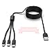 Cable de carga largo universal multi 3 en 1 para iphone,1.8M/5.9ft Lightning+USB C+Micro USB Adaptador triple tipo c cargador movil para iphone/Apple/Android/Samsung/LG/Pixel/Huawei/XiaoMi (Negro)