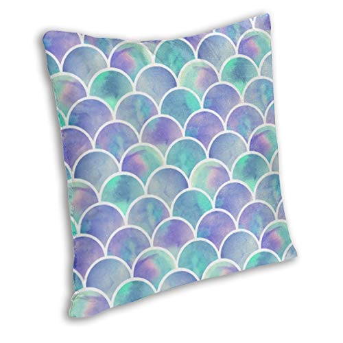 Toluyoqu Throw Pillow Cover Rainbow Mermaid Scale Decorative Pillowcases Cushion Cover For Sofa Bed Car 18 X 18 Inch #TOP1