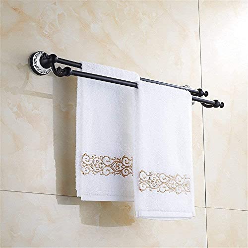 Toallero doble de cobre negro de 62cm para instalar en la pared del baño 4